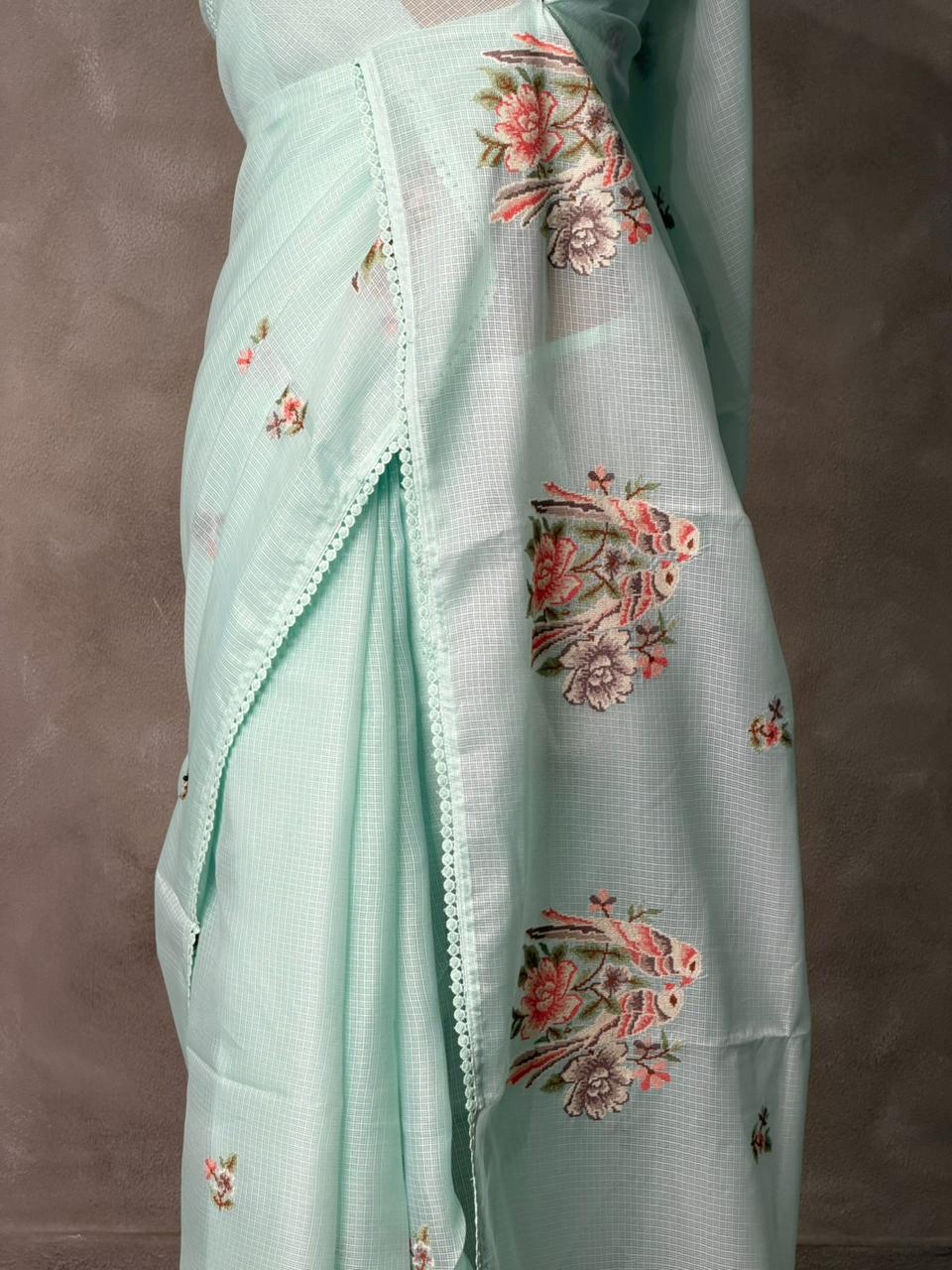 Pastal blue Net kotta saree - PBR34B3