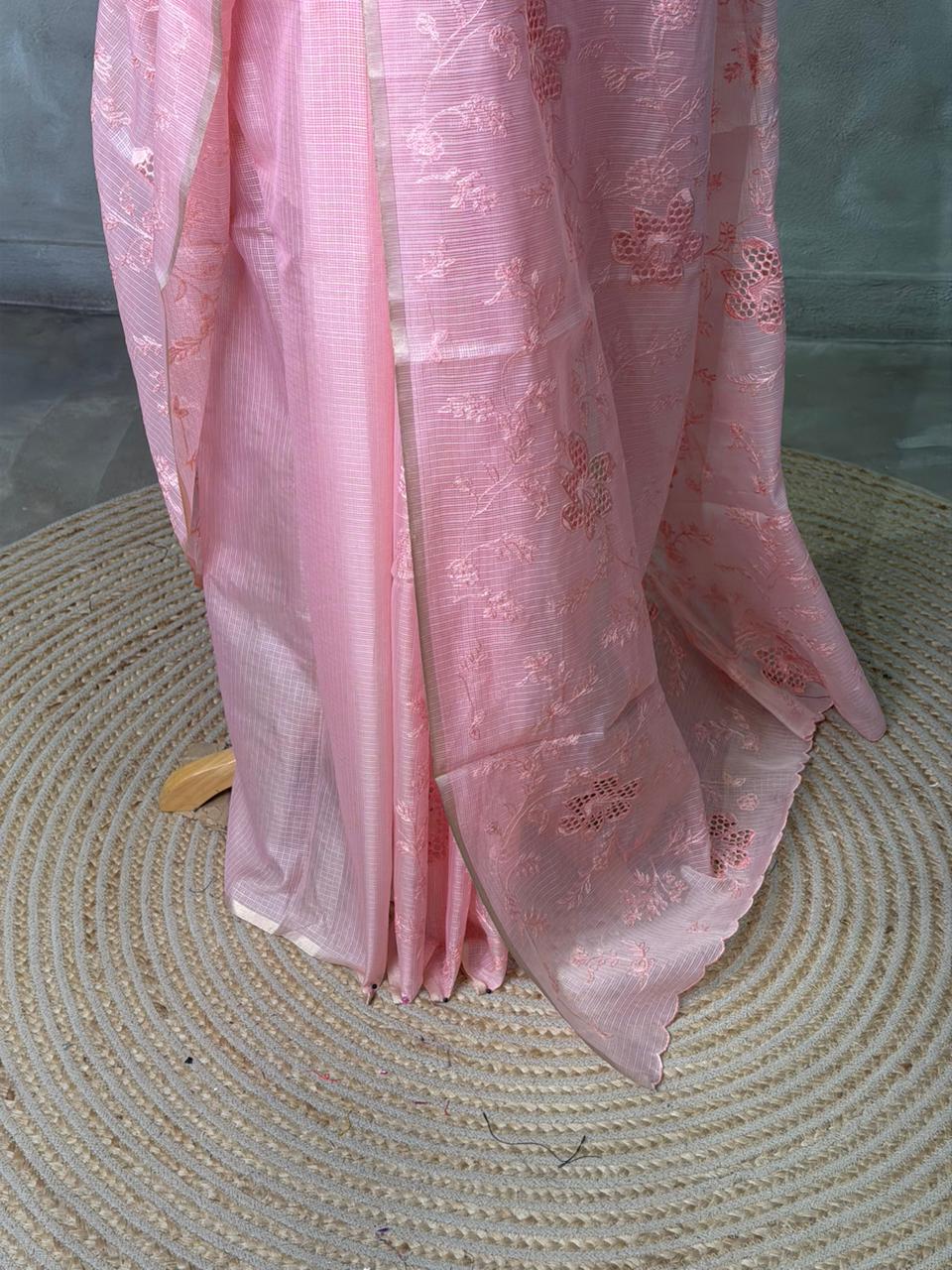 Pastal pink Net kotta saree - PBR34B4