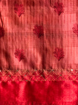 Orange Semi Tusser silk saree: PBR55AD