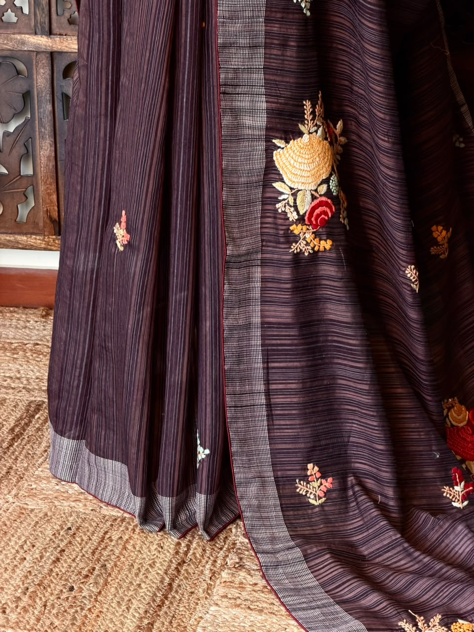 Handloom jute cotton saree- PBR59