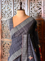 Handloom jute cotton saree- PBR59A