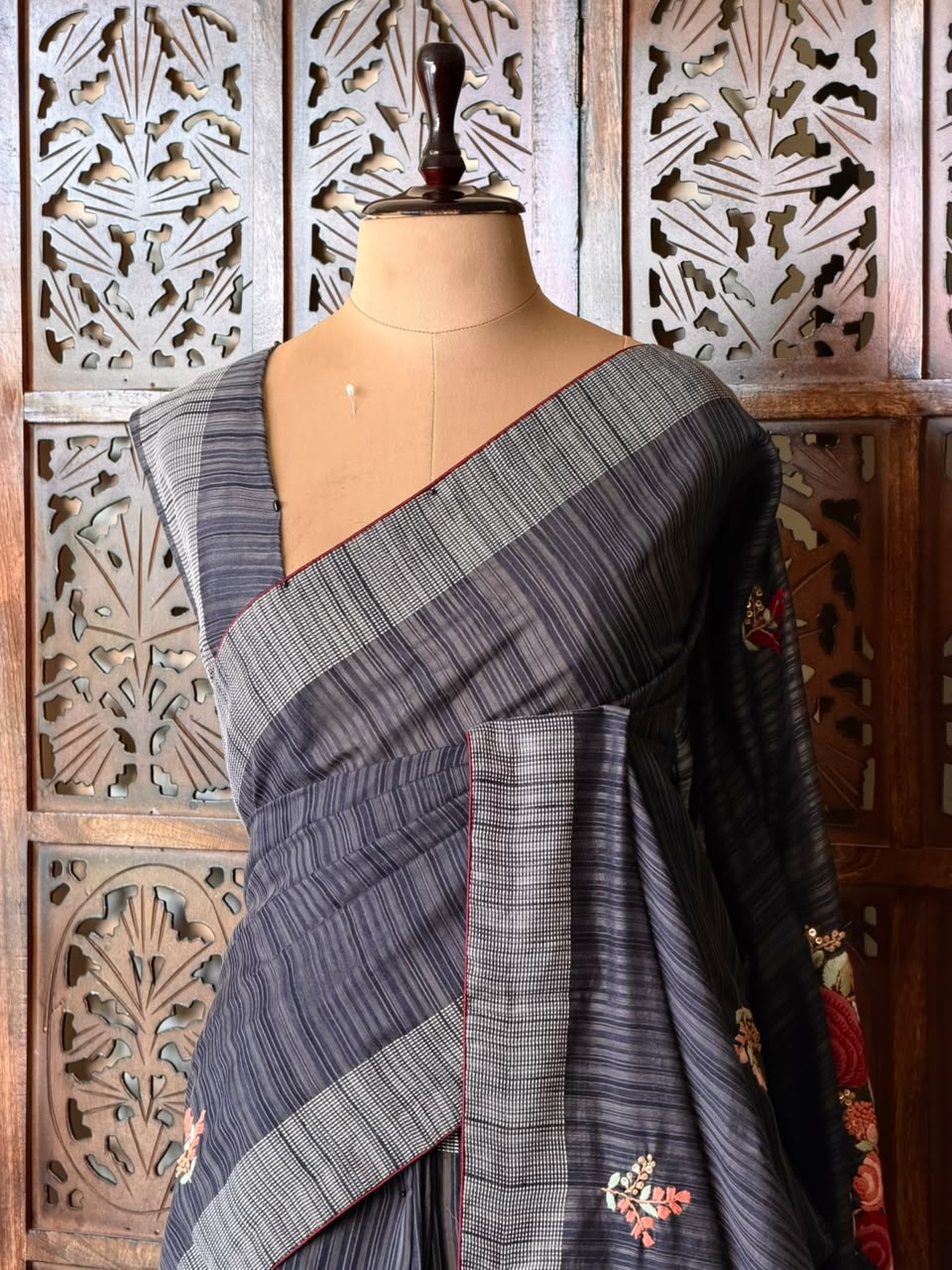 Handloom jute cotton saree- PBR59A