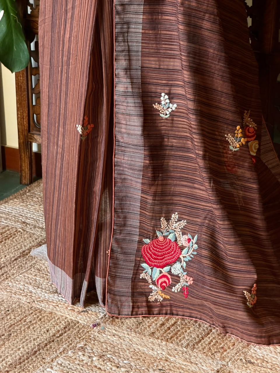 Handloom jute cotton saree- PBR59B