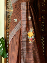 Handloom jute cotton saree- PBR59B