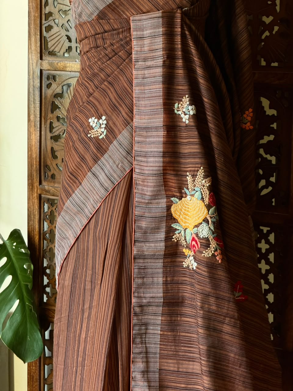 Handloom jute cotton saree- PBR59B