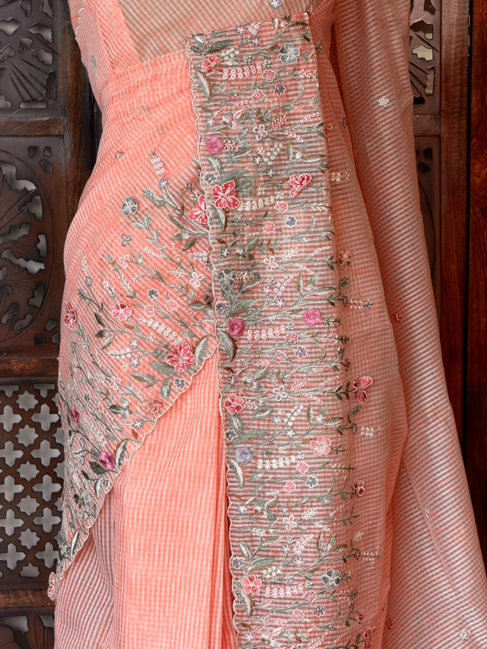 Peach Net kotta saree - PBR34B8