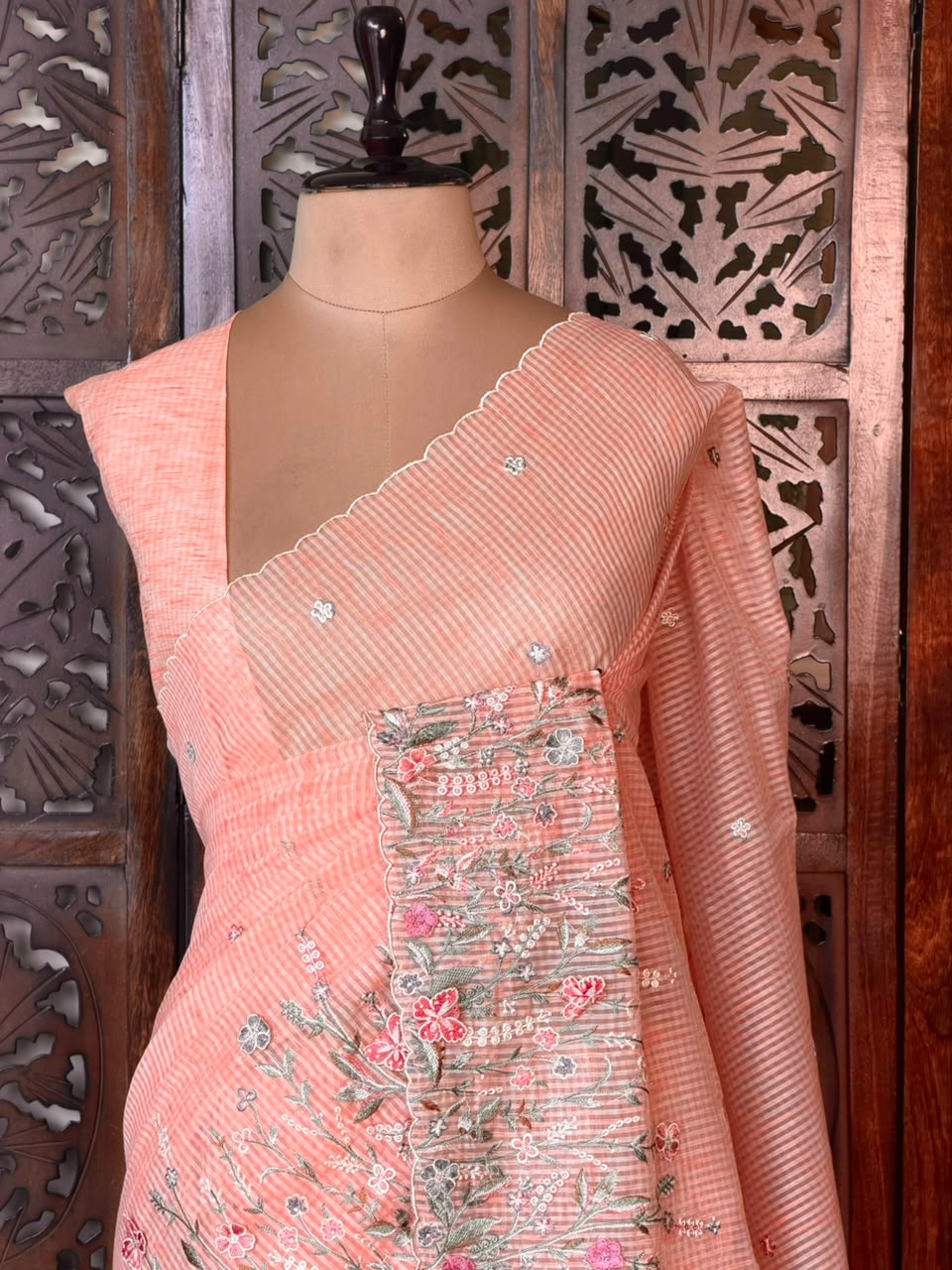 Peach Net kotta saree - PBR34B8