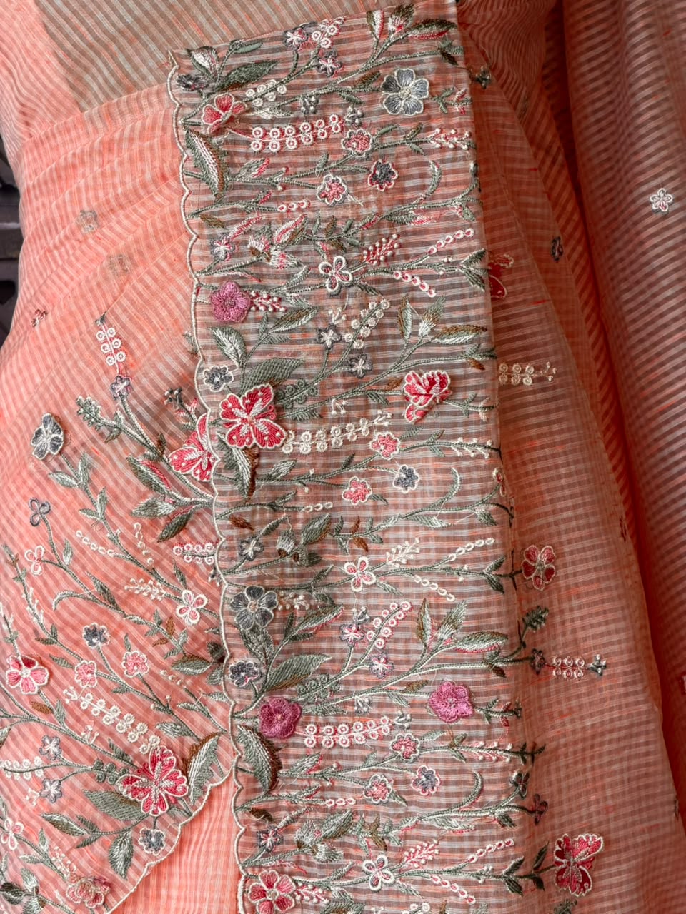 Peach Net kotta saree - PBR34B8