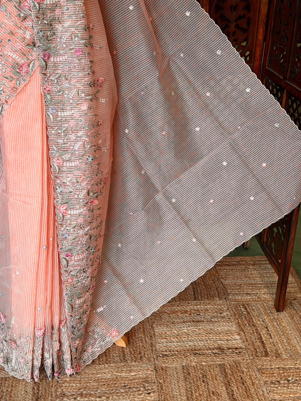 Peach Net kotta saree - PBR34B8
