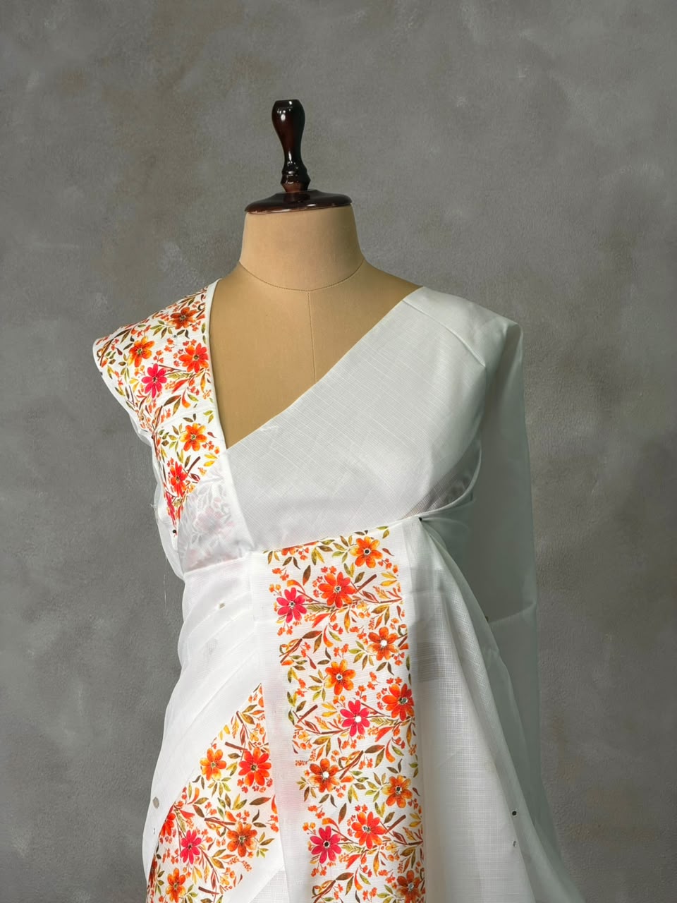 White soft silk saree - PBR35B1