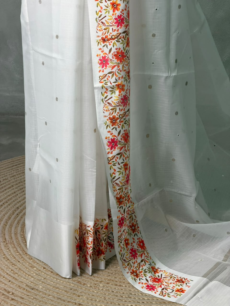White soft silk saree - PBR35B1