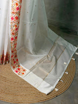 White soft silk saree - PBR35B1