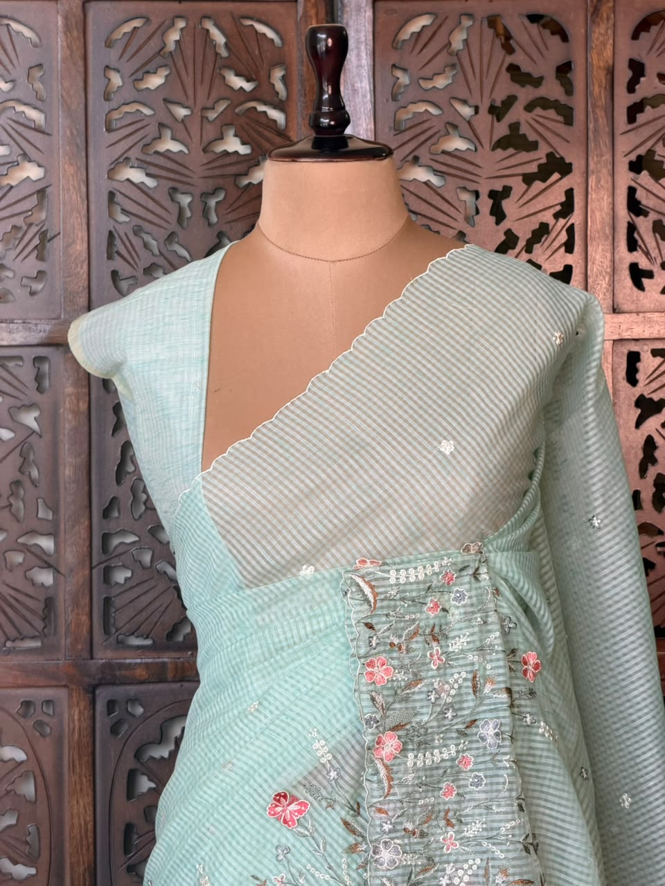 Pastal green Net kotta saree - PBR34B12