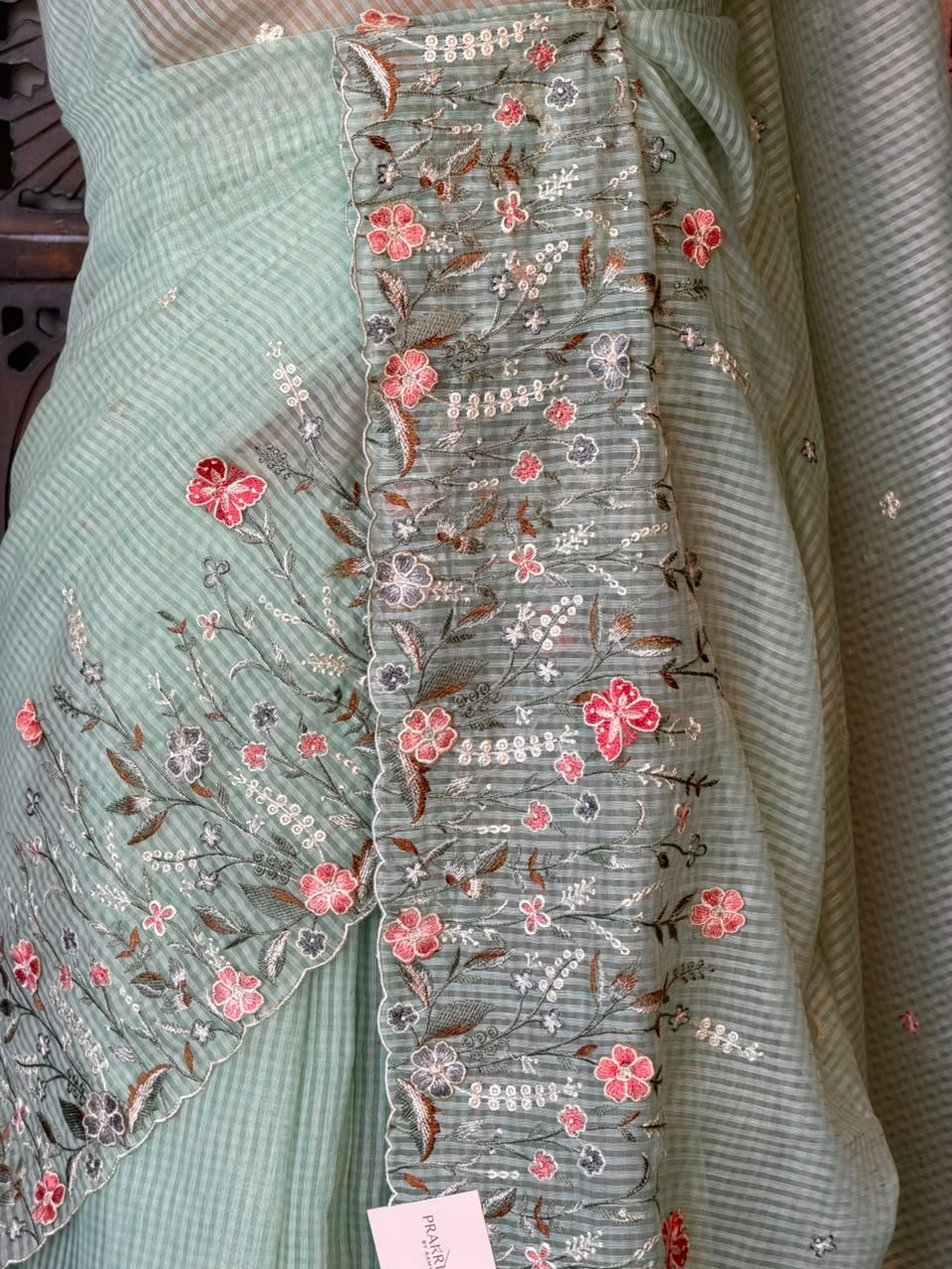 Pastal green Net kotta saree - PBR34B12
