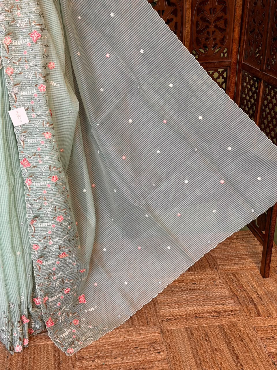 Pastal green Net kotta saree - PBR34B12