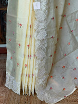 Pastal Yellow Net kotta saree - PBR34B10