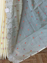 Pastal Yellow Net kotta saree - PBR34B10