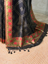 Black silk cotton saree- PBR49C