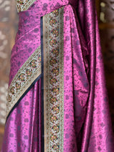 Dark mauve shade pure Tanchui banarasi saree: PBR56C