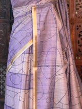 Lavender soft Tusser Silk saree- PBR33T11A