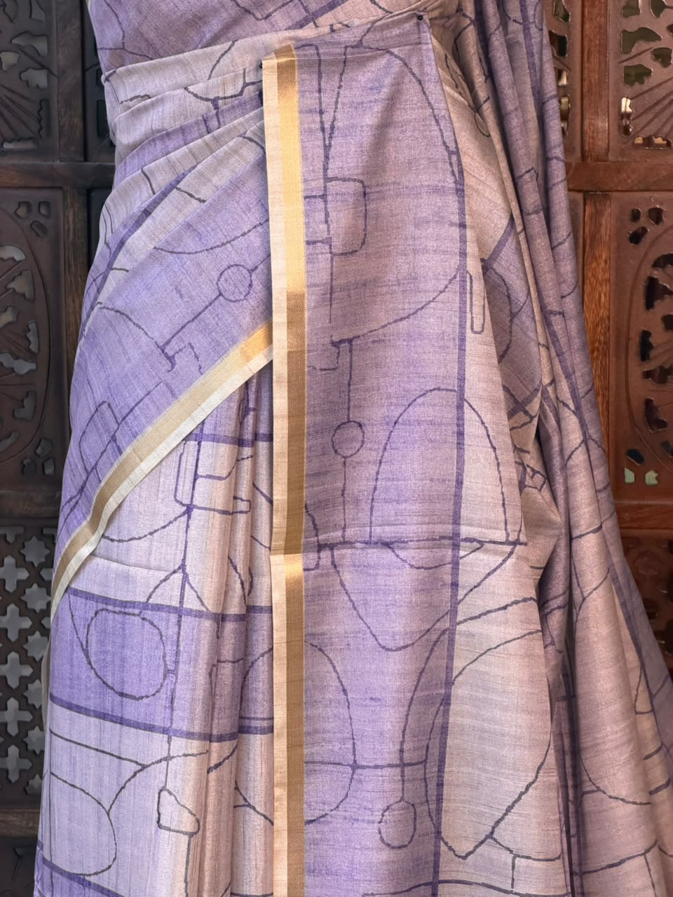 Lavender soft Tusser Silk saree- PBR33T11A