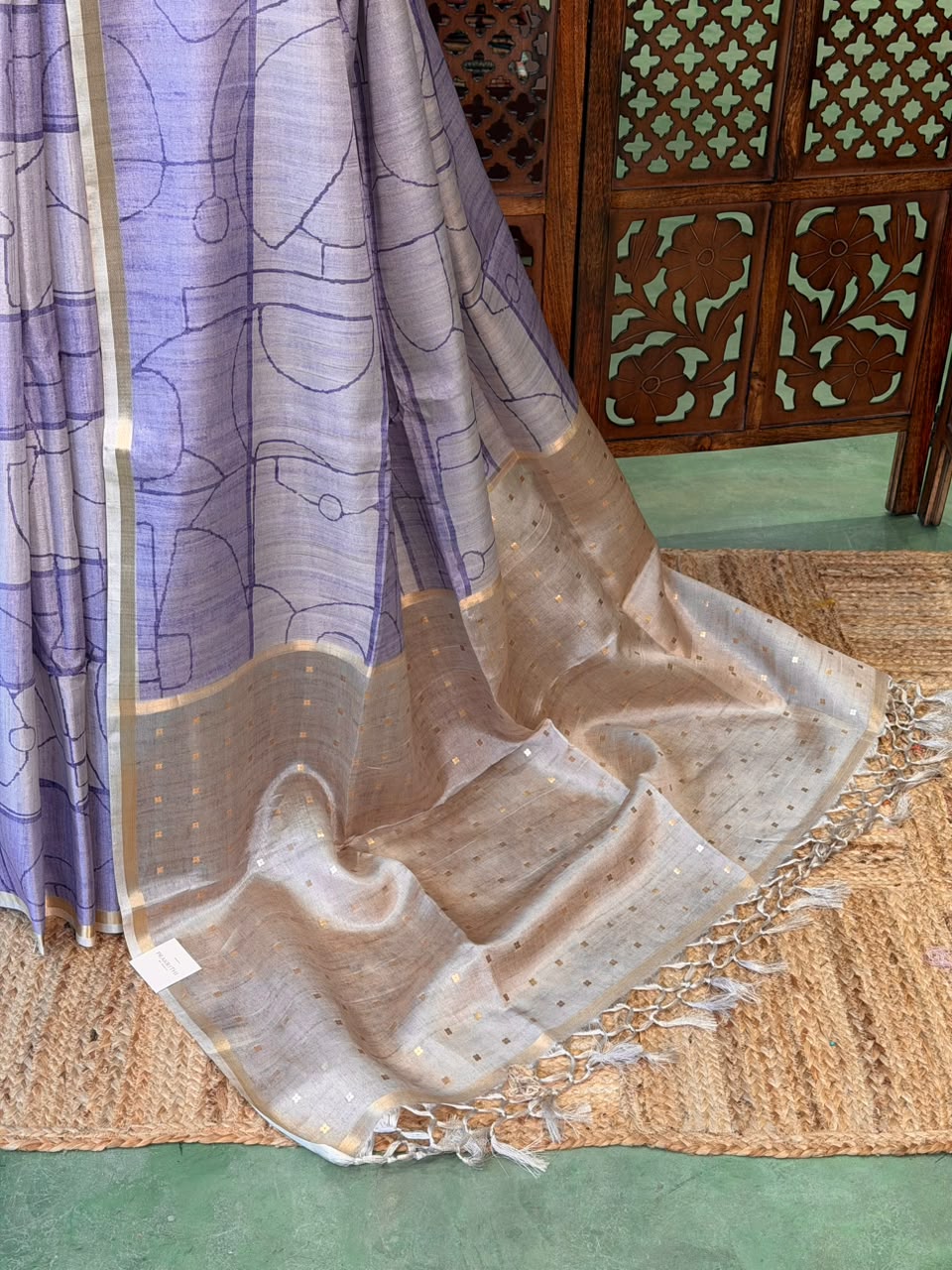 Lavender soft Tusser Silk saree- PBR33T11A