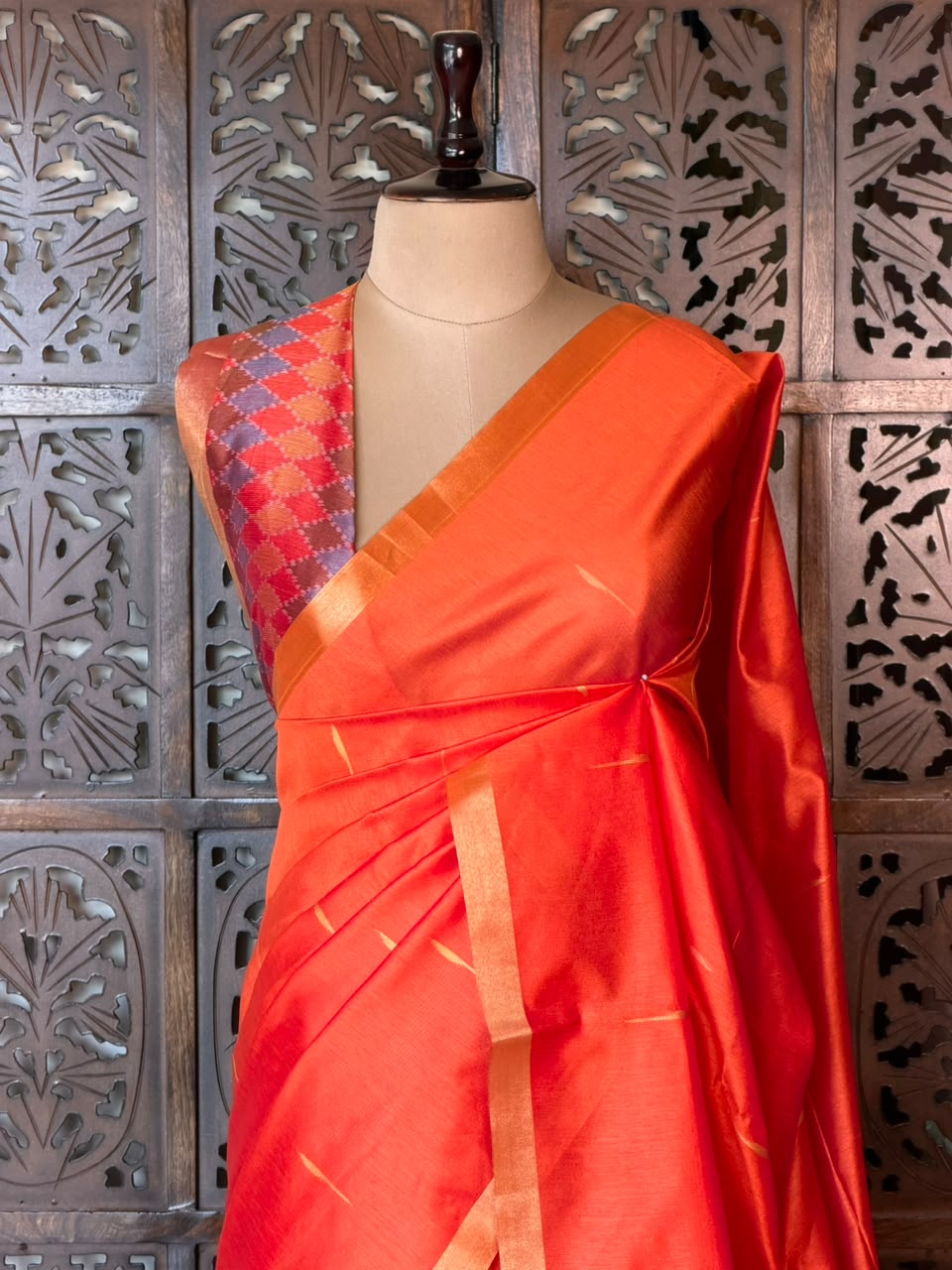 Orange Silk cotton saree- PBR60