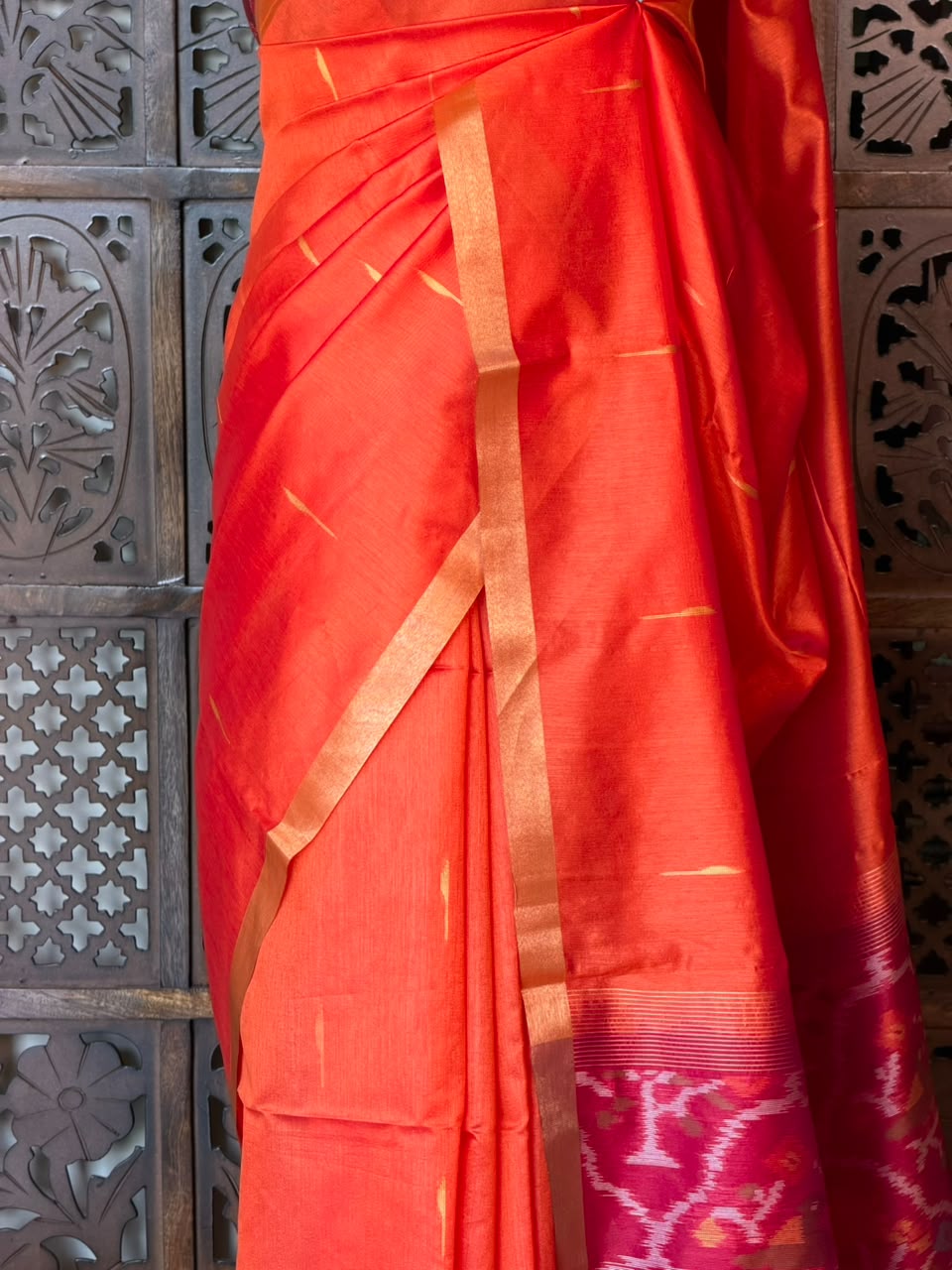 Orange Silk cotton saree- PBR60