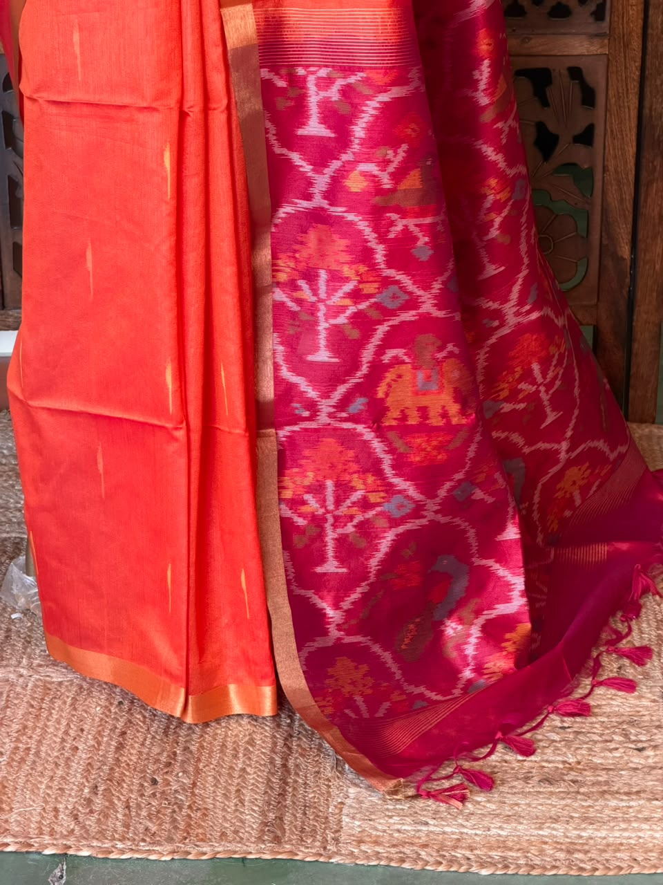Orange Silk cotton saree- PBR60