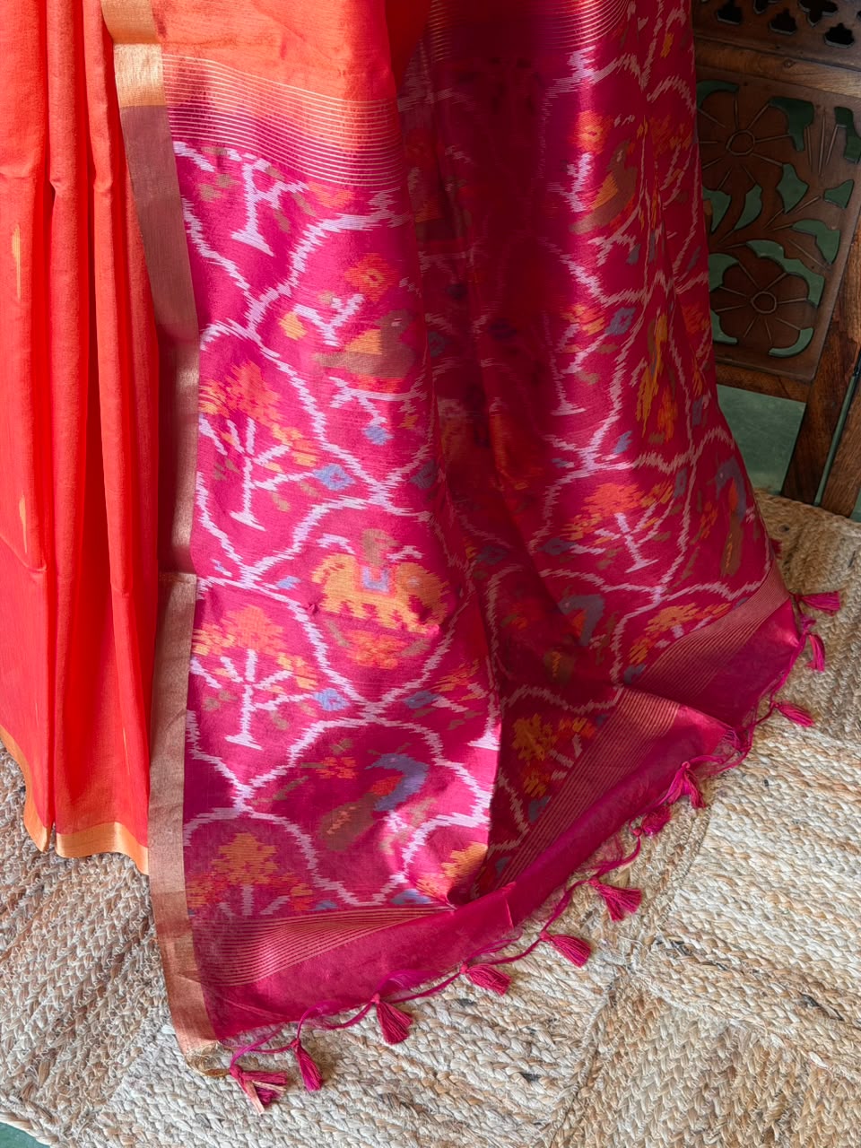 Orange Silk cotton saree- PBR60
