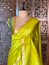 Lime green Silk cotton saree- PBR60A