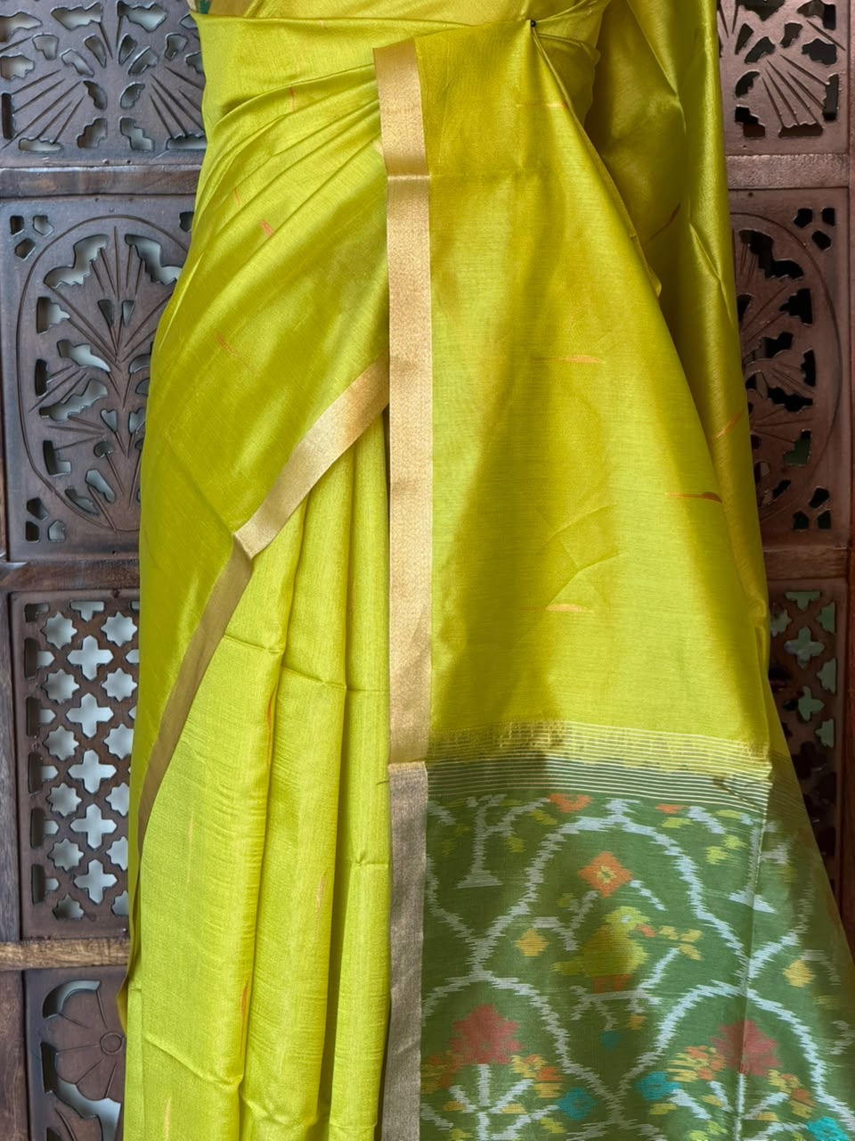 Lime green Silk cotton saree- PBR60A