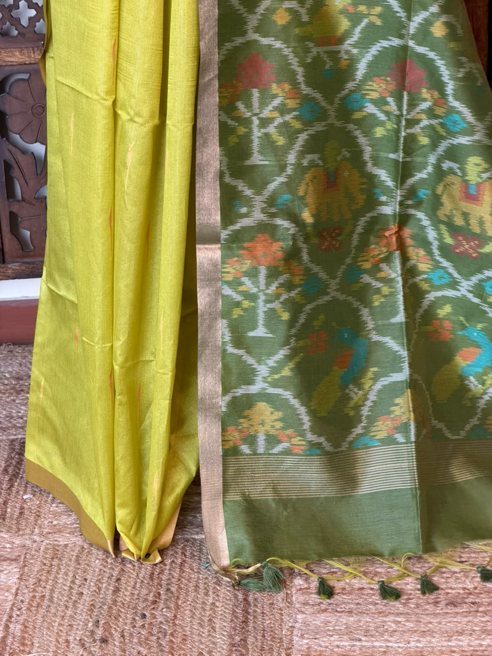 Lime green Silk cotton saree- PBR60A