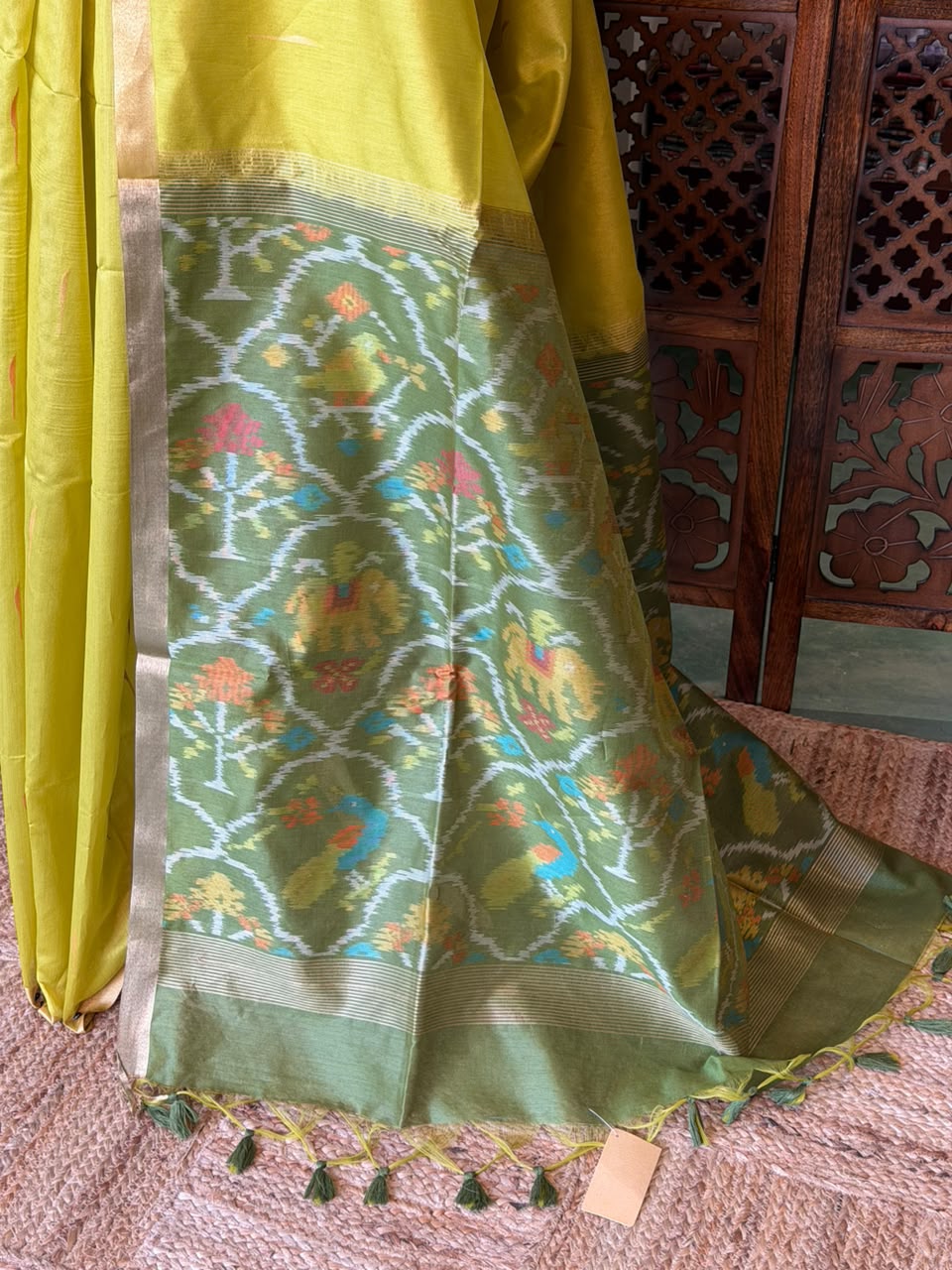 Lime green Silk cotton saree- PBR60A