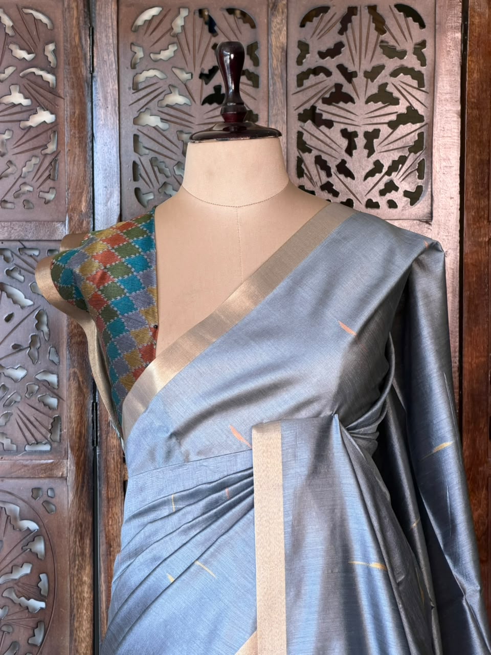 Grey Silk cotton saree- PBR60B