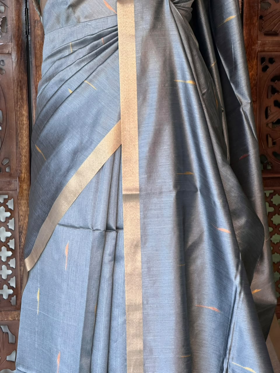 Grey Silk cotton saree- PBR60B