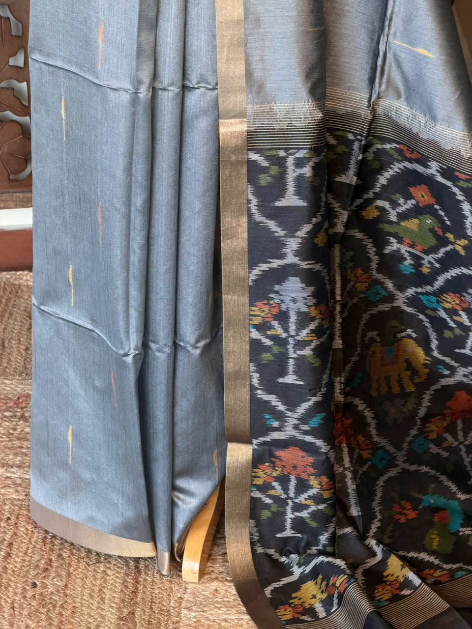 Grey Silk cotton saree- PBR60B