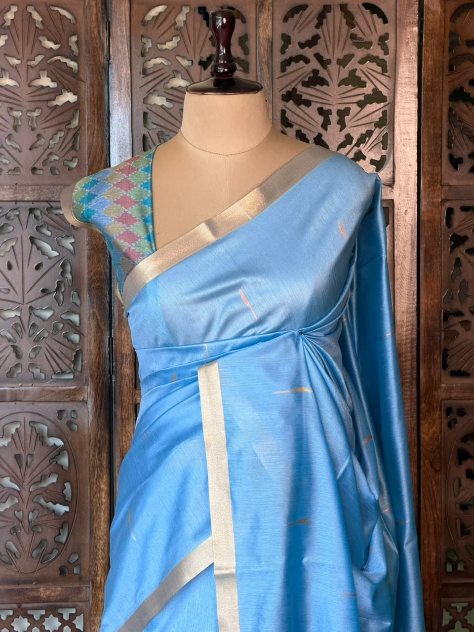 Blue Silk cotton saree- PBR60C