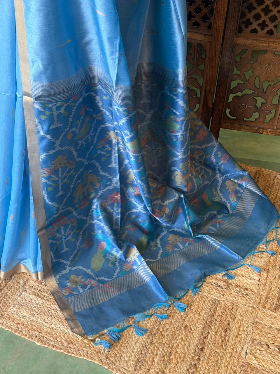 Blue Silk cotton saree- PBR60C