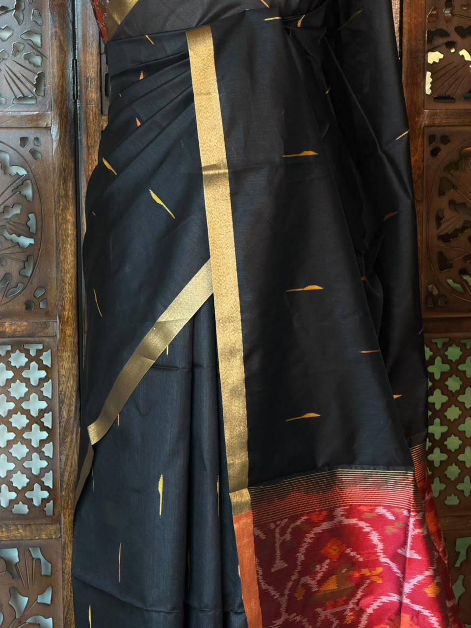Black Silk cotton saree- PBR60D