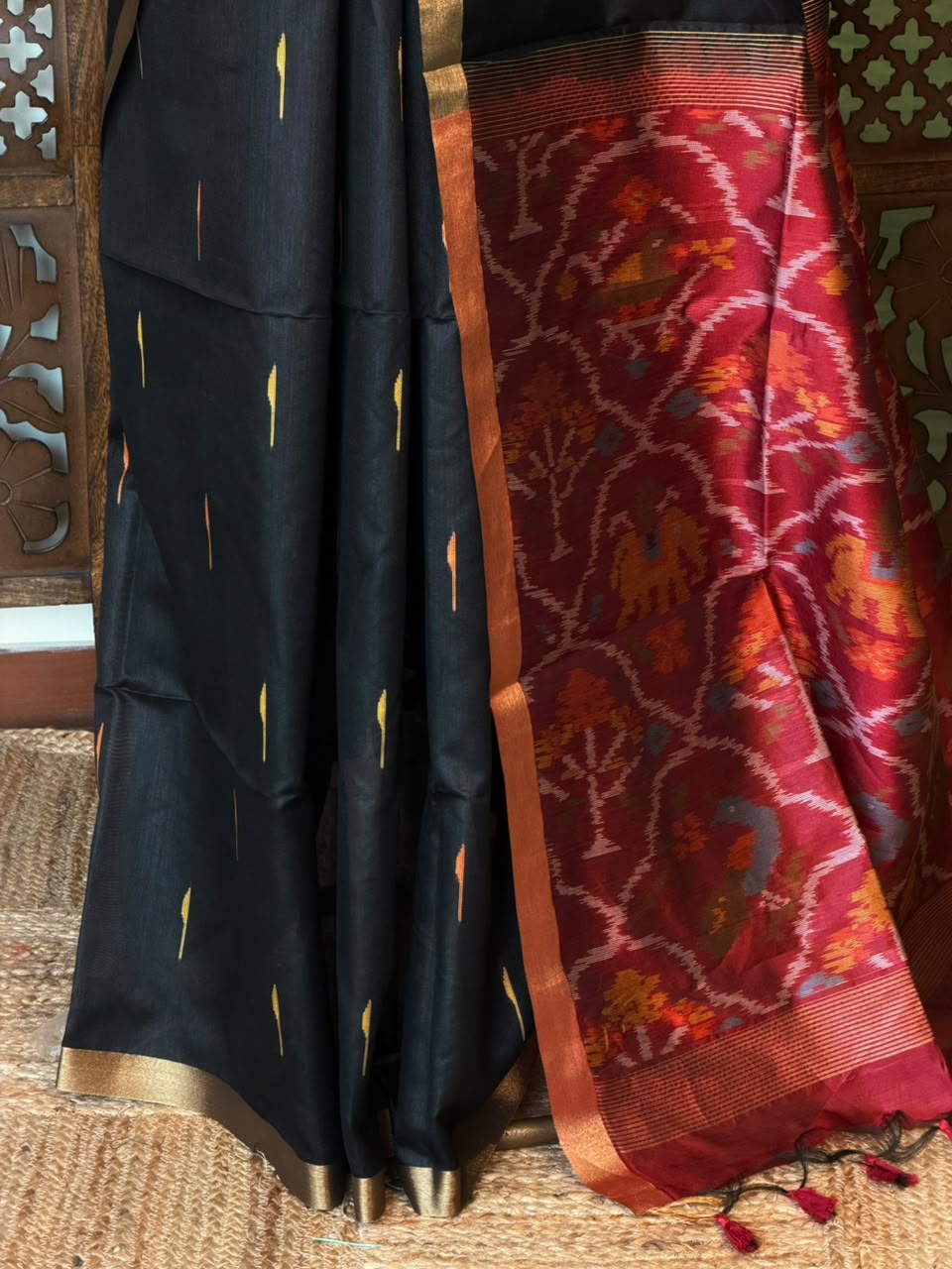 Black Silk cotton saree- PBR60D