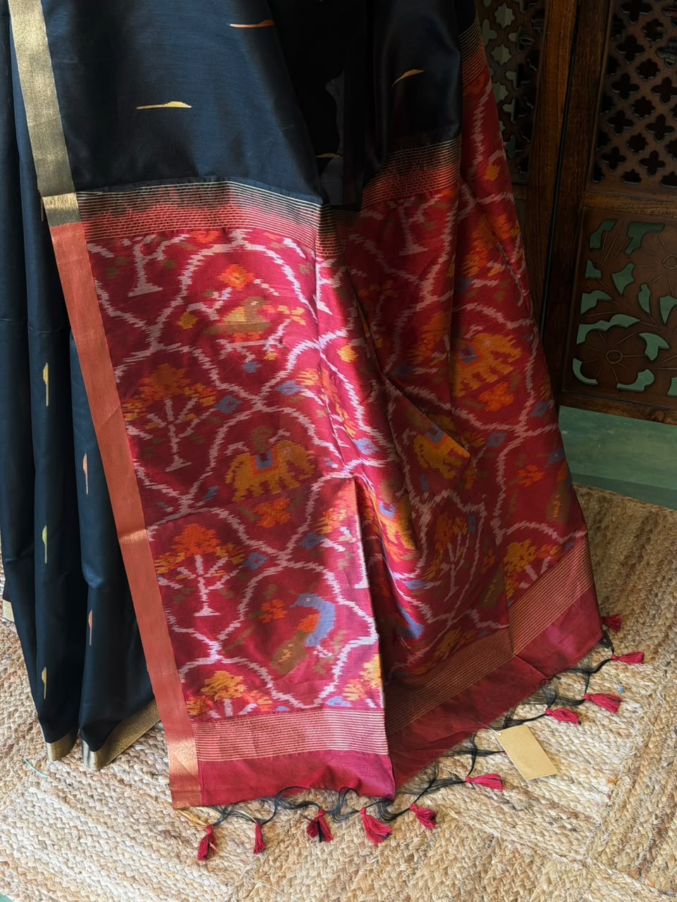 Black Silk cotton saree- PBR60D