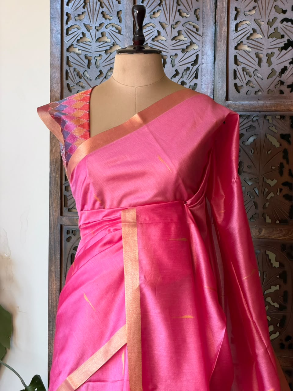Lotus pink Silk cotton saree- PBR60E