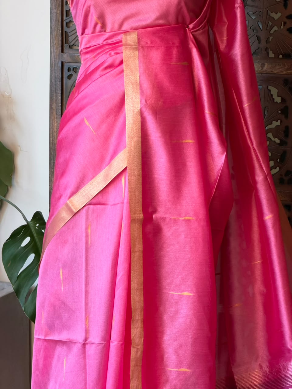 Lotus pink Silk cotton saree- PBR60E