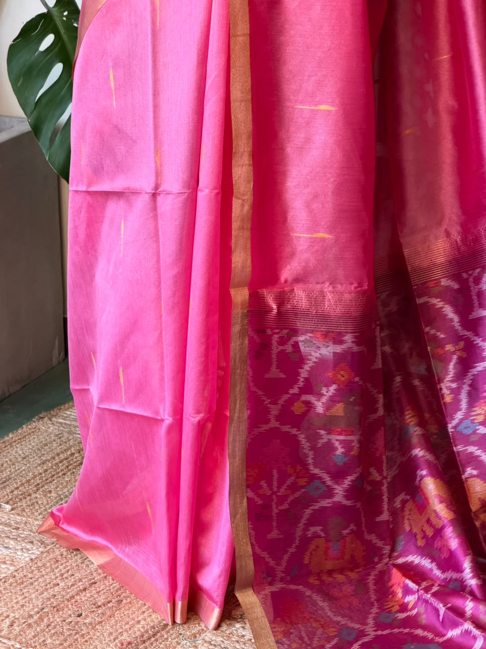 Lotus pink Silk cotton saree- PBR60E