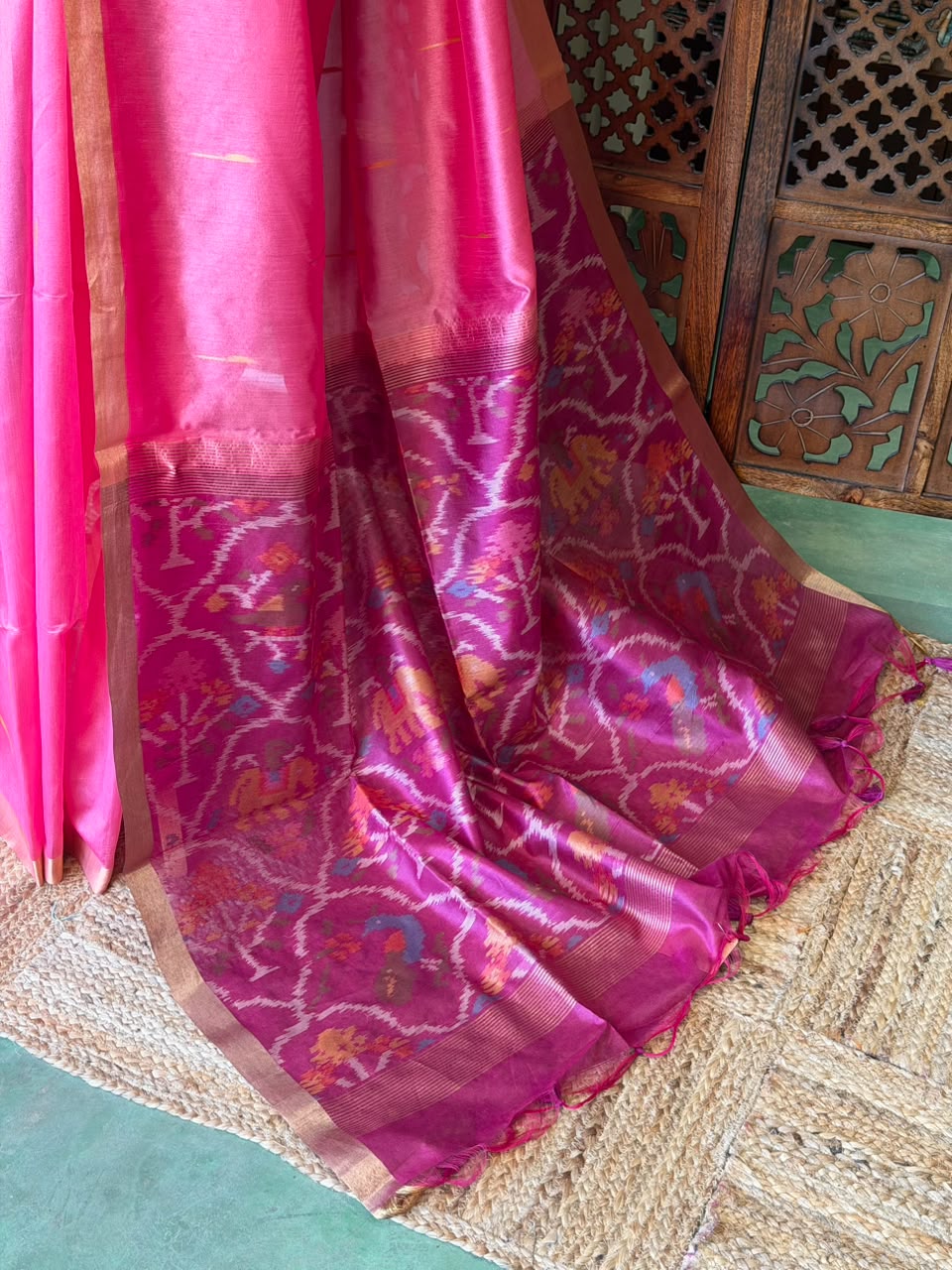 Lotus pink Silk cotton saree- PBR60E