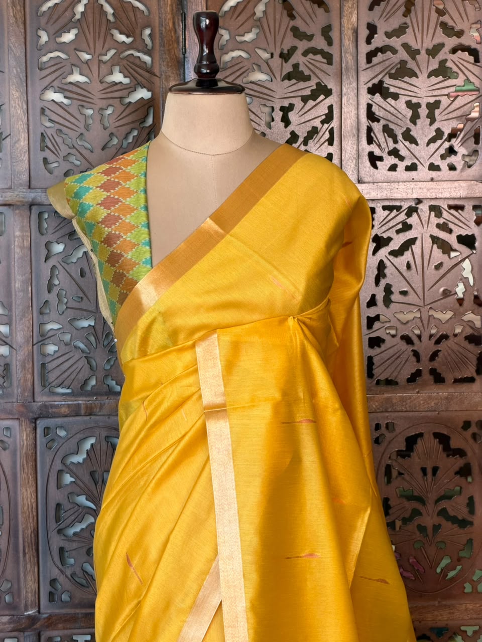 Yellow Silk cotton saree- PBR60F