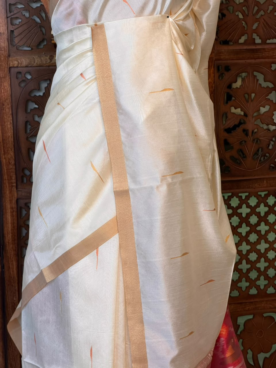 Off white Silk cotton saree- PBR60G