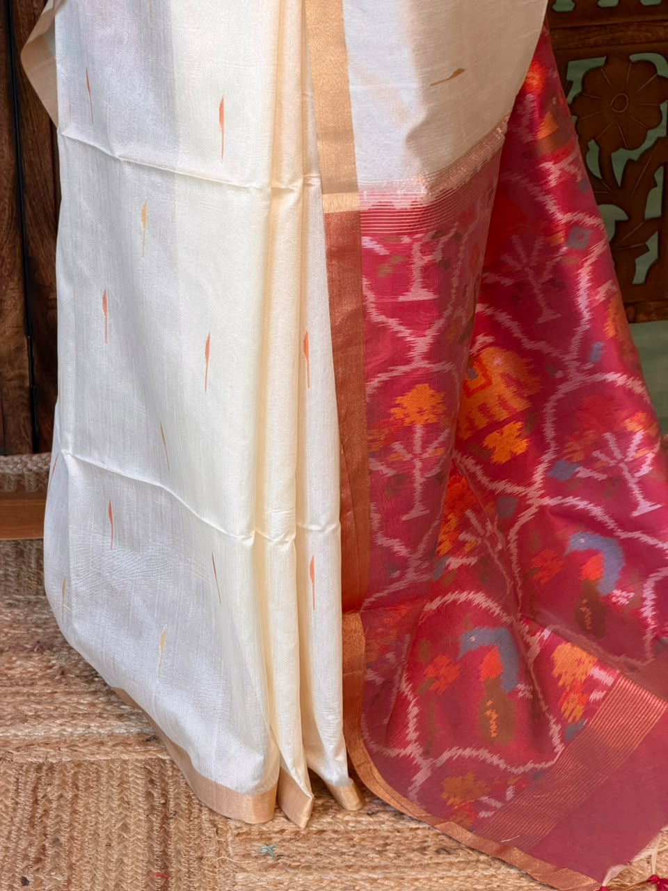 Off white Silk cotton saree- PBR60G