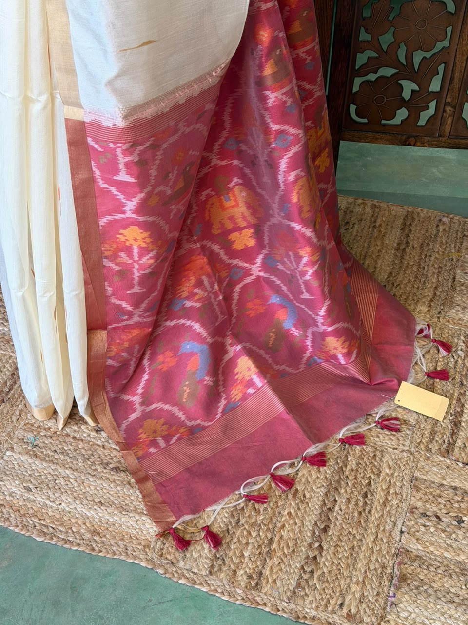 Off white Silk cotton saree- PBR60G